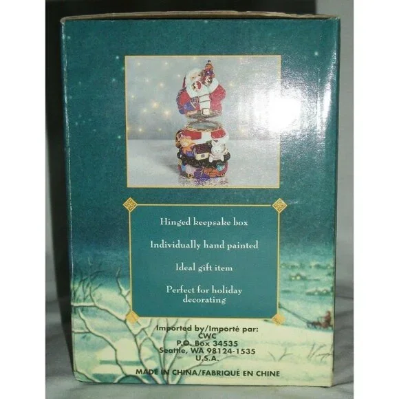 Traditions Porcelain Hinged Keepsake Decorative Box Christmas Xmas Santa Claus